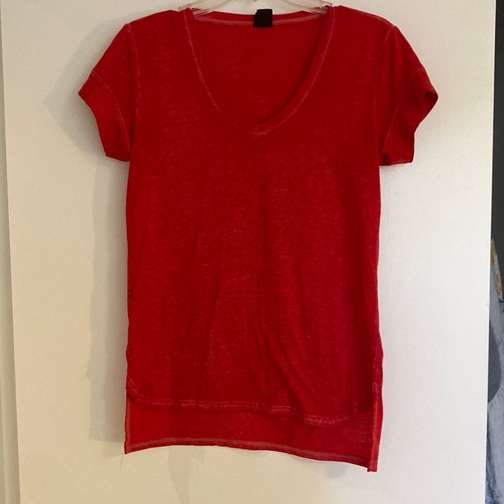 Free Press Red Fitted Short Sleeve T-Shirt